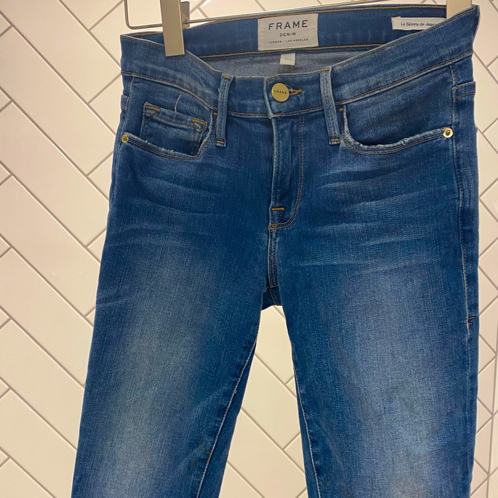 Tie-Dye Fringe FRAME Denim Skinny Jeans